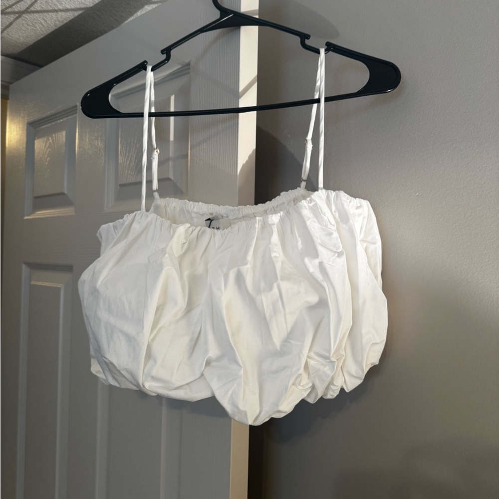 DISSH MONTY WHITE BUBBLE CROP TOP - Picture 3 of 8